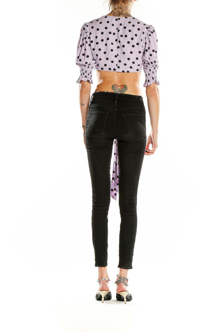 Purple Tie Polka Dot Crop Top