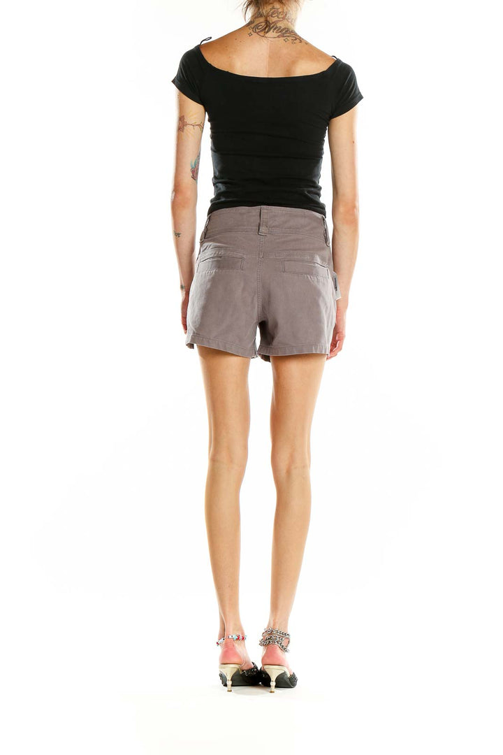 Back view of gray LOLE cotton blend shorts showing relaxed fit