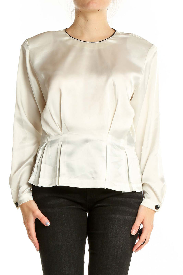 White Vintage Long Sleeve Blouse