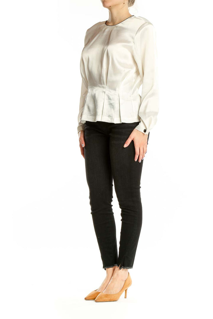 White Vintage Long Sleeve Blouse