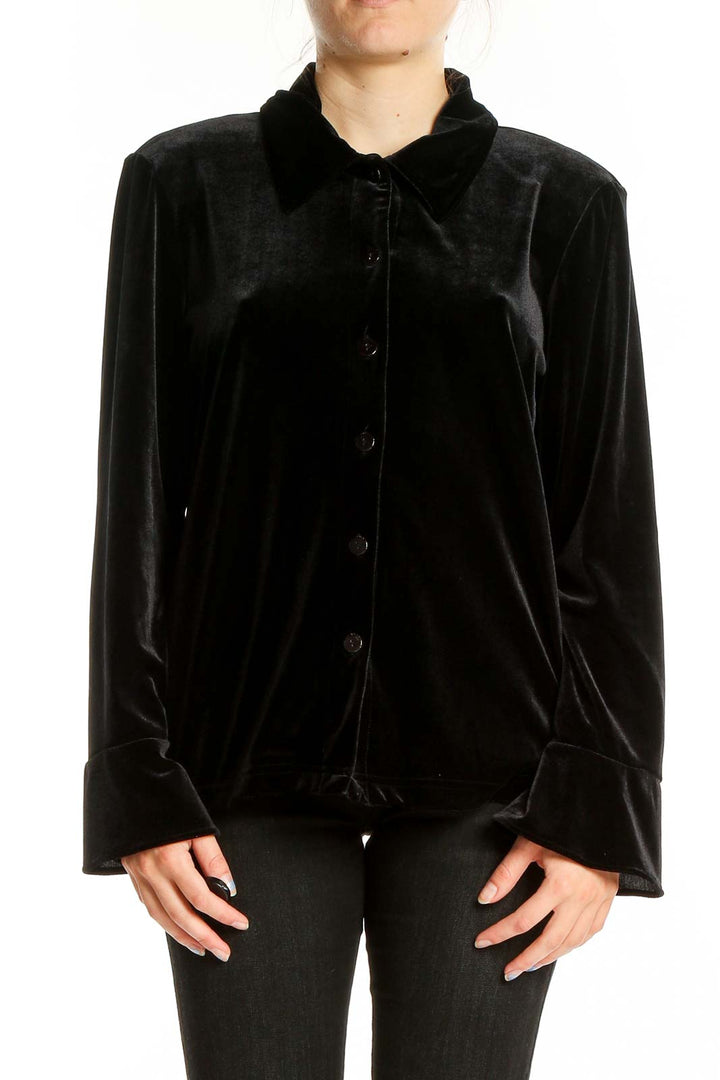 Black Long Sleeve Velvet Vintage Shirt