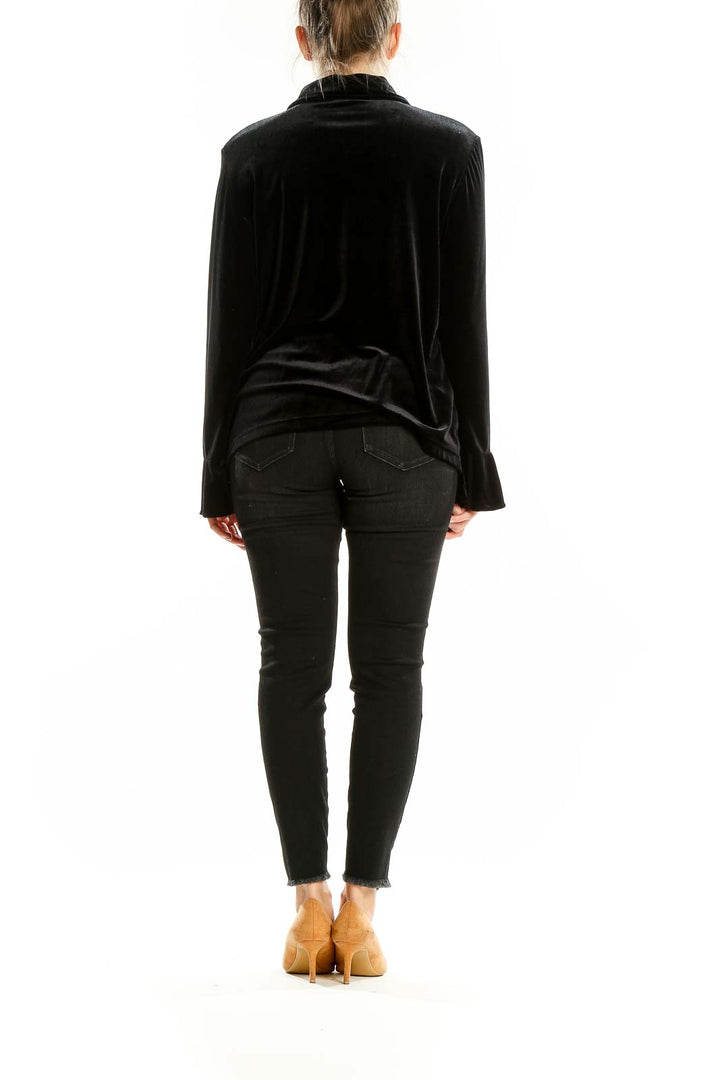 Black Long Sleeve Velvet Vintage Shirt