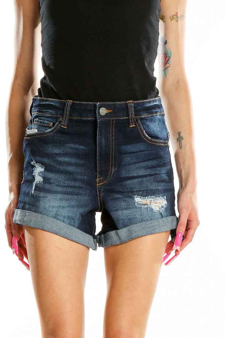 Blue Dark Rinse Denim Shorts