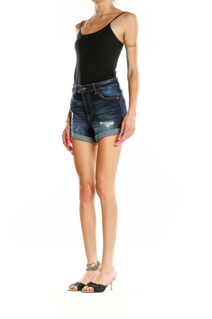 Blue Dark Rinse Denim Shorts