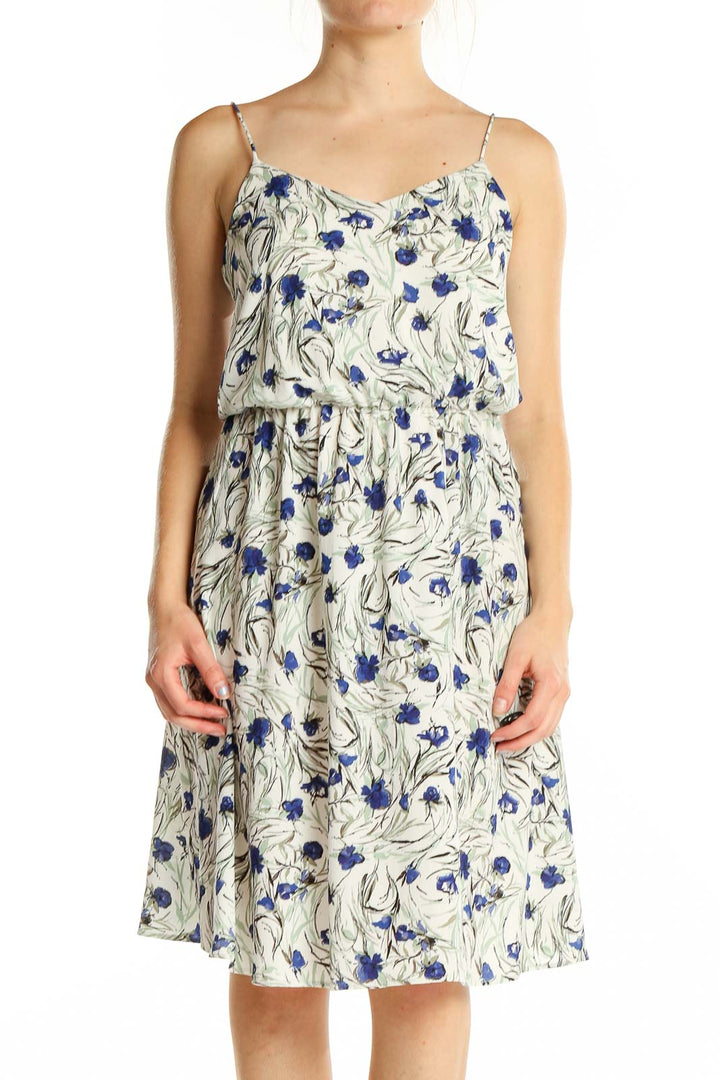 White Blue Floral Dress