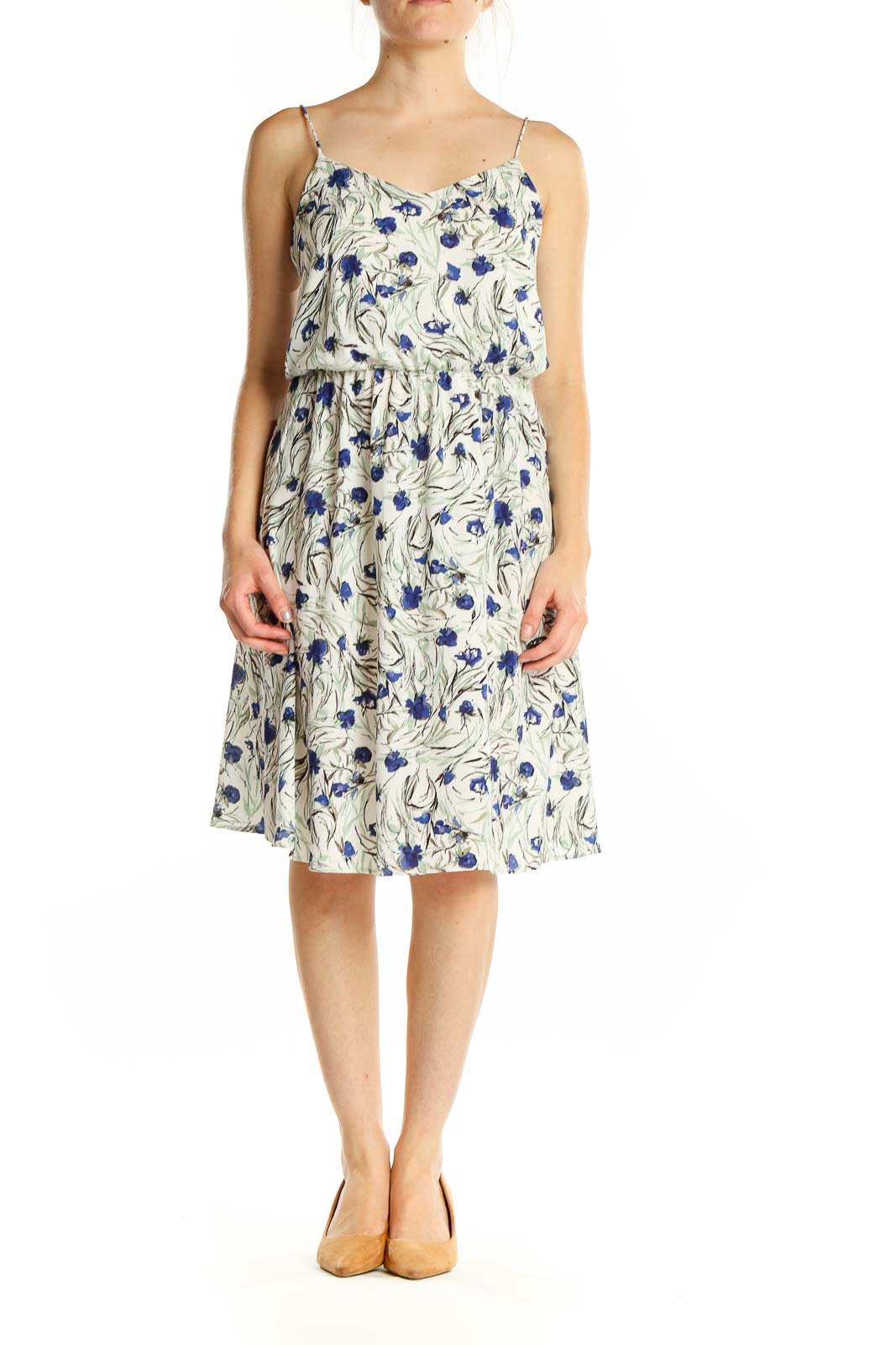 White Blue Floral Dress