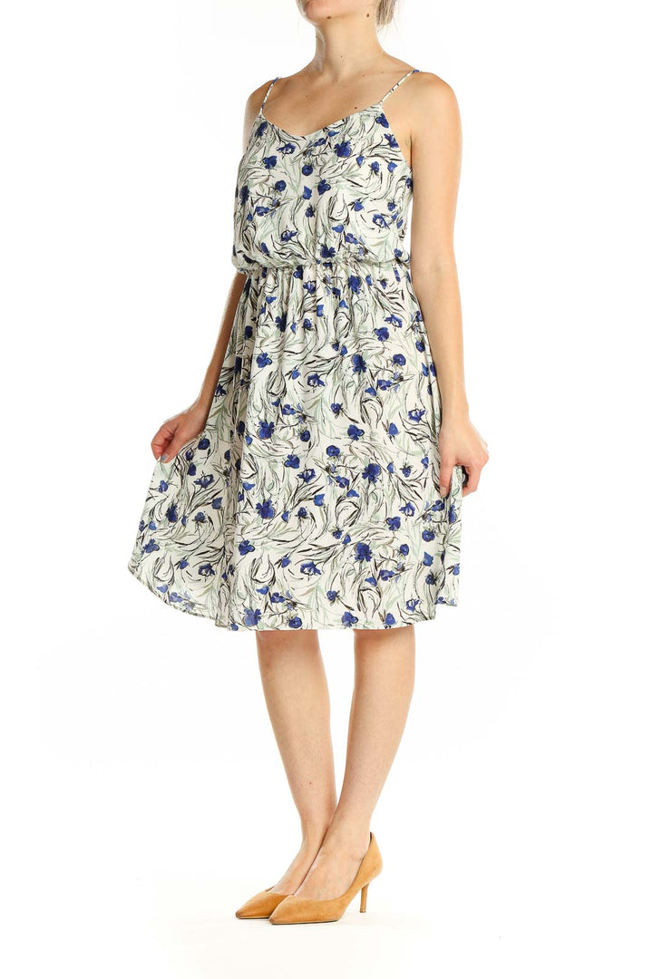 White Blue Floral Dress