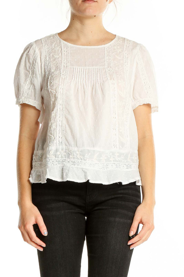 White Shorts Sleeve Lace Top