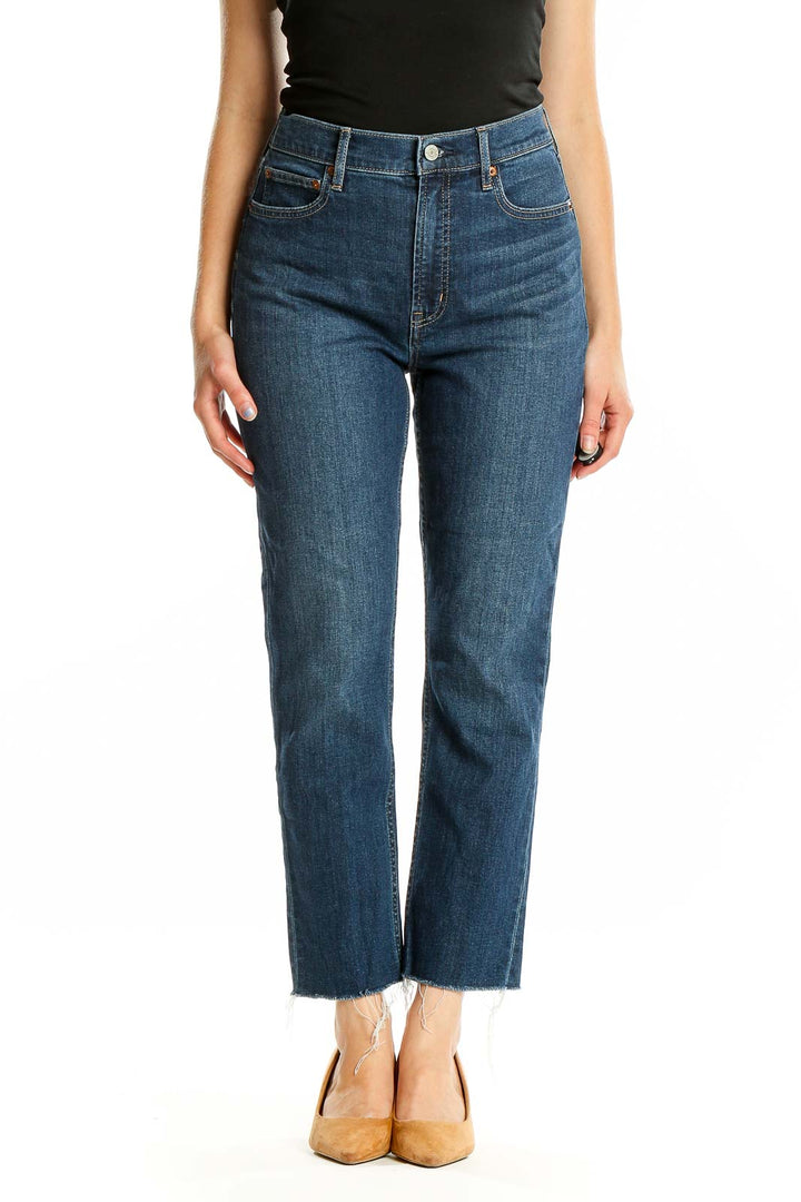 Blue Dark Rinse Straight Jeans