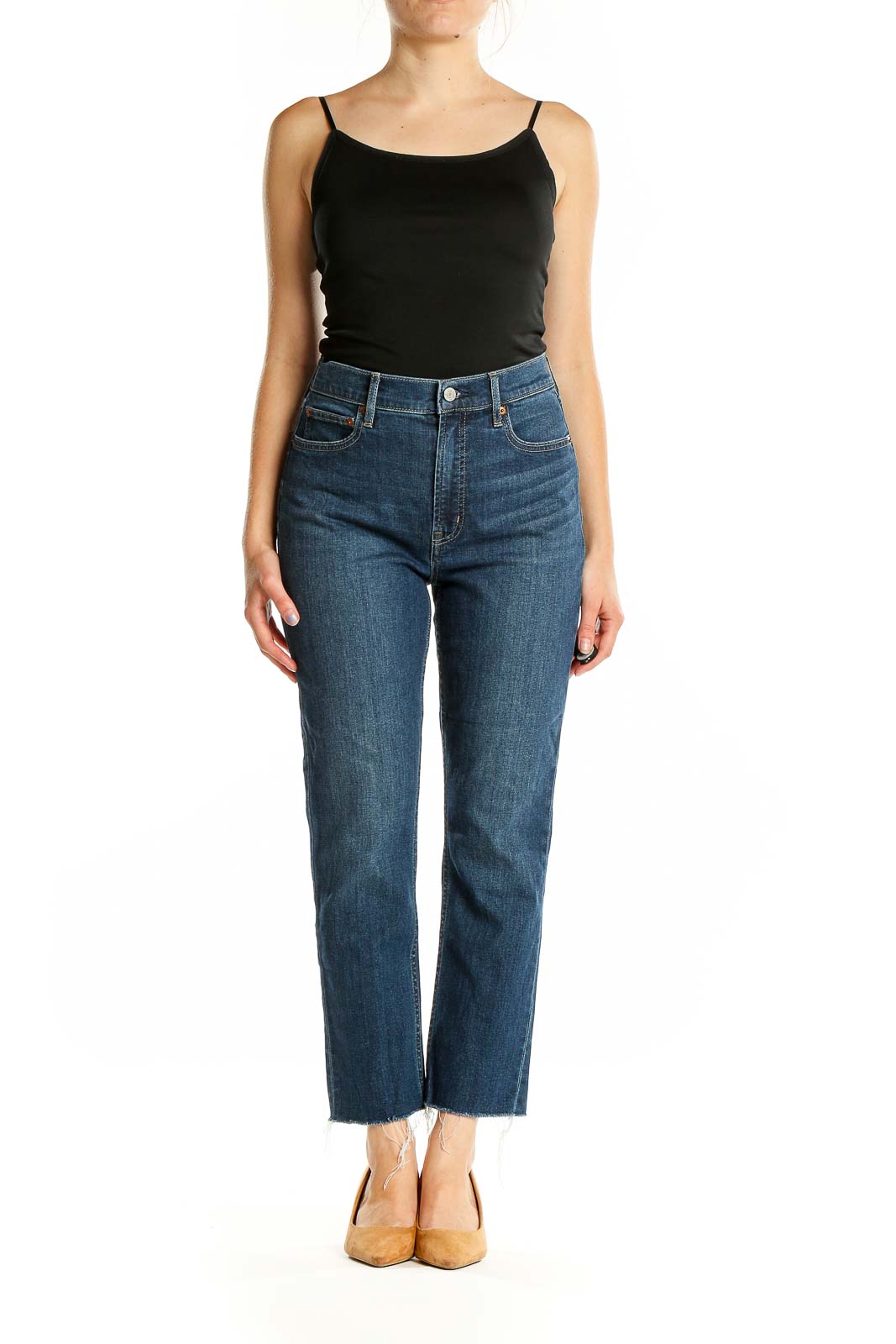 Blue Dark Rinse Straight Jeans