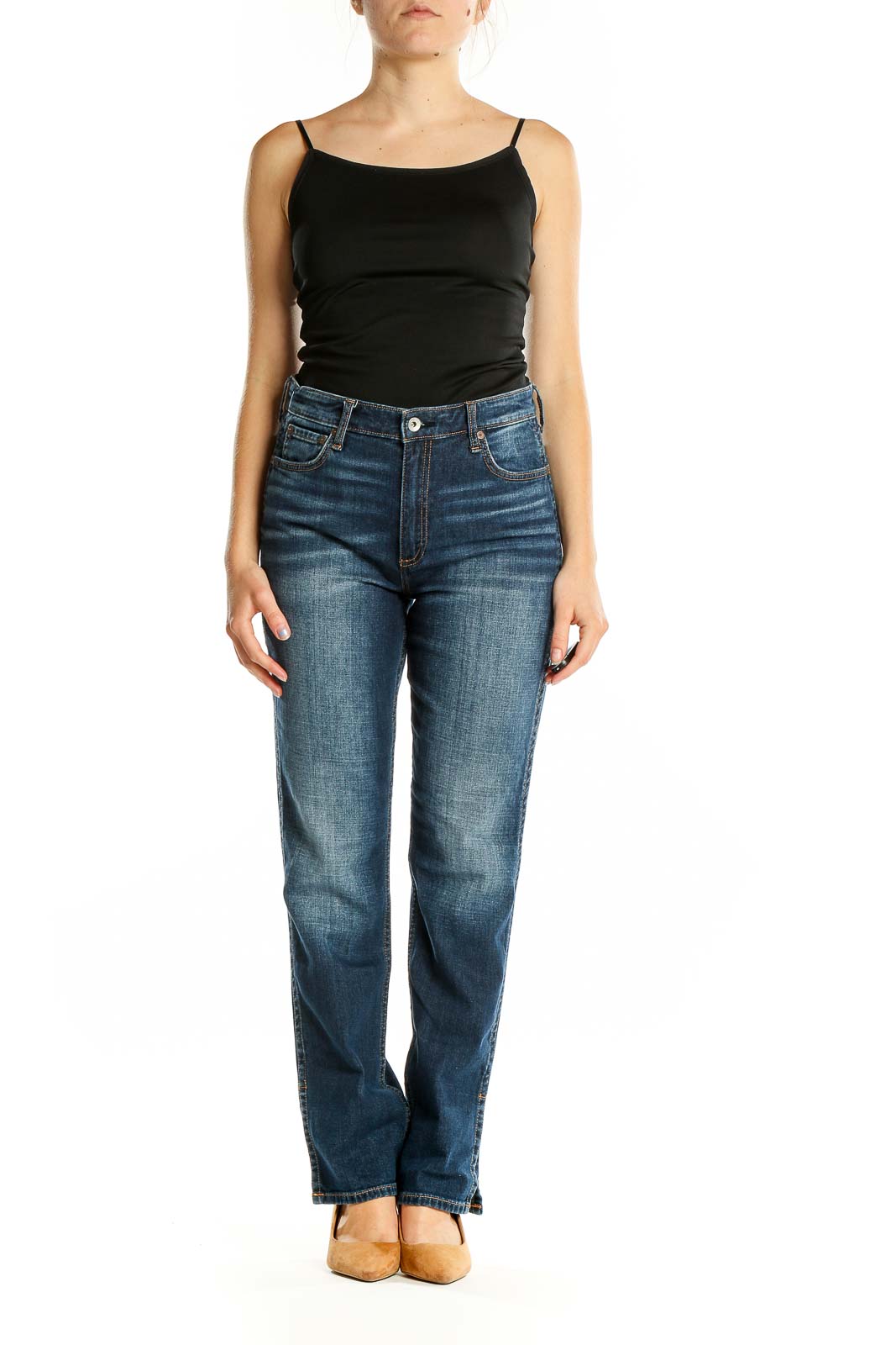 Blue Dark Rinse Straight Jeans