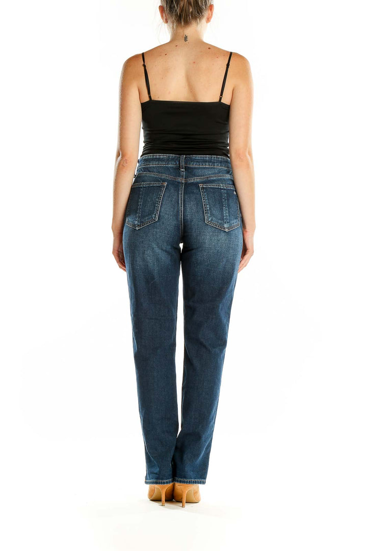 Blue Dark Rinse Straight Jeans