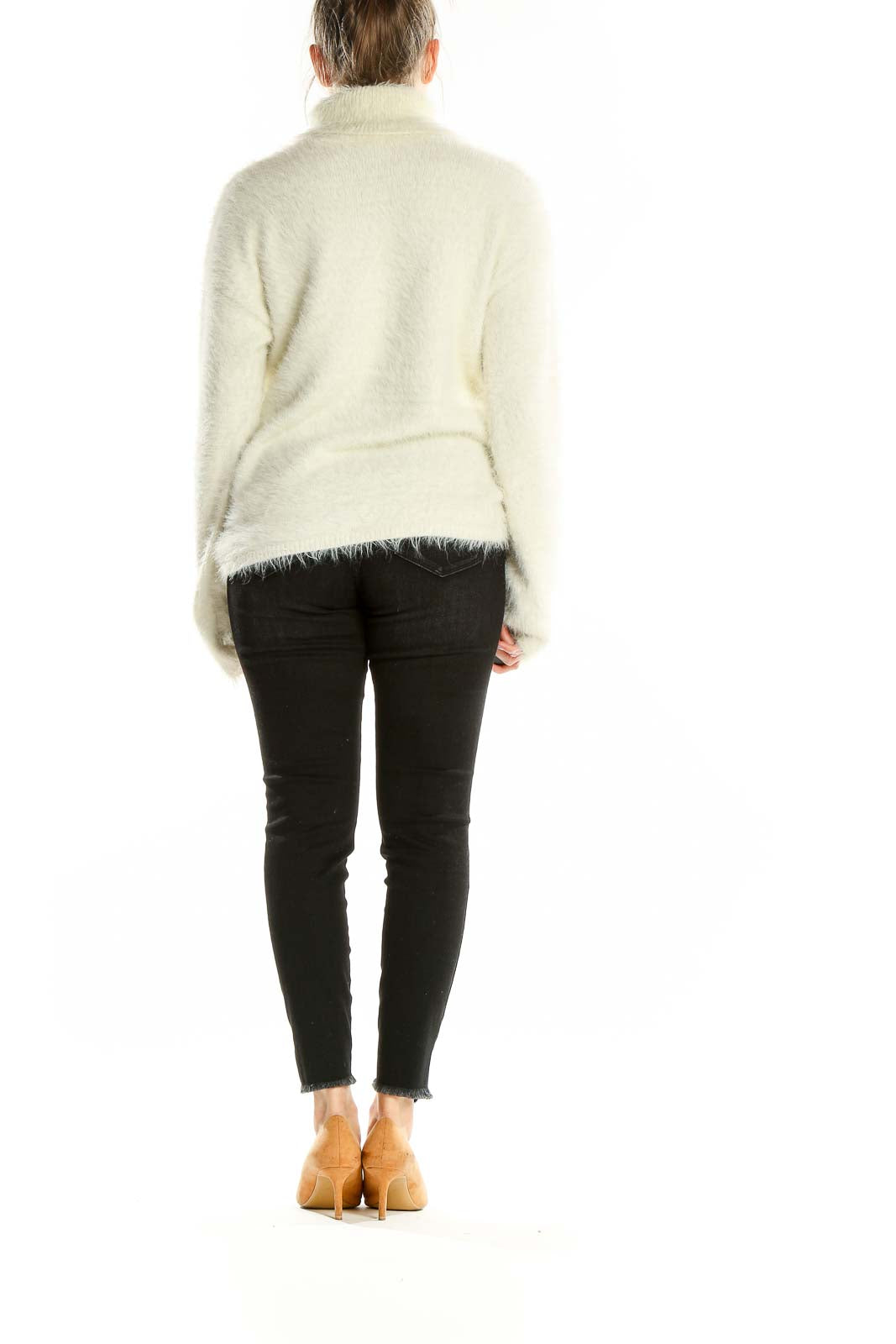 White Turtle Neck Fuzzy Sweater