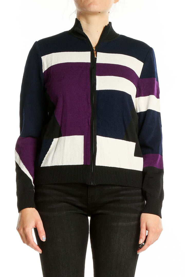 Blue Purple White Colorblock Vintage Jacket