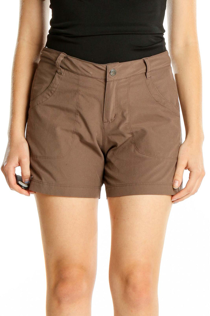 Brown Polyester Blend Outdoor Shorts