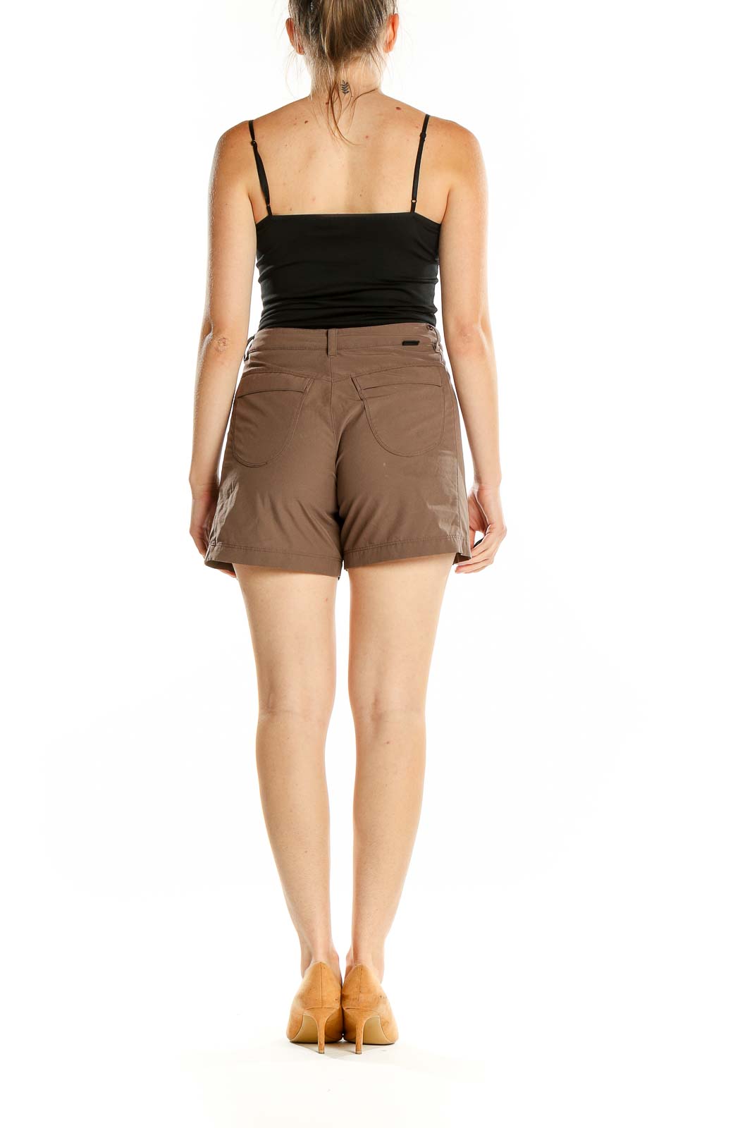 Brown Polyester Blend Outdoor Shorts