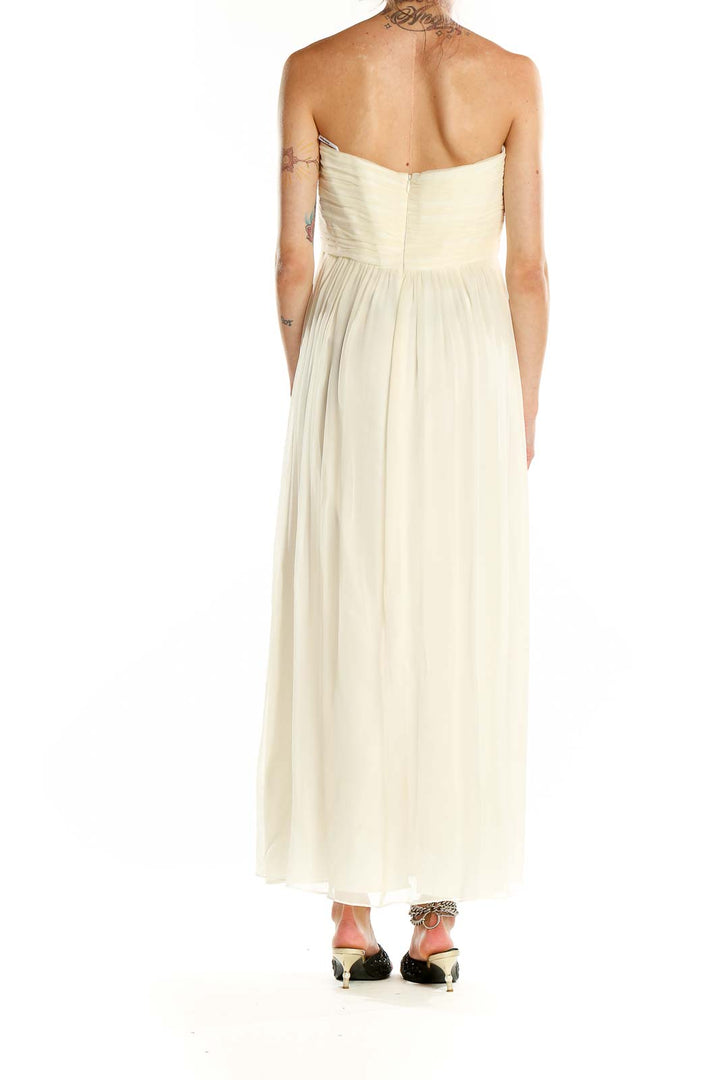 White Strapless Silk Evening Dress