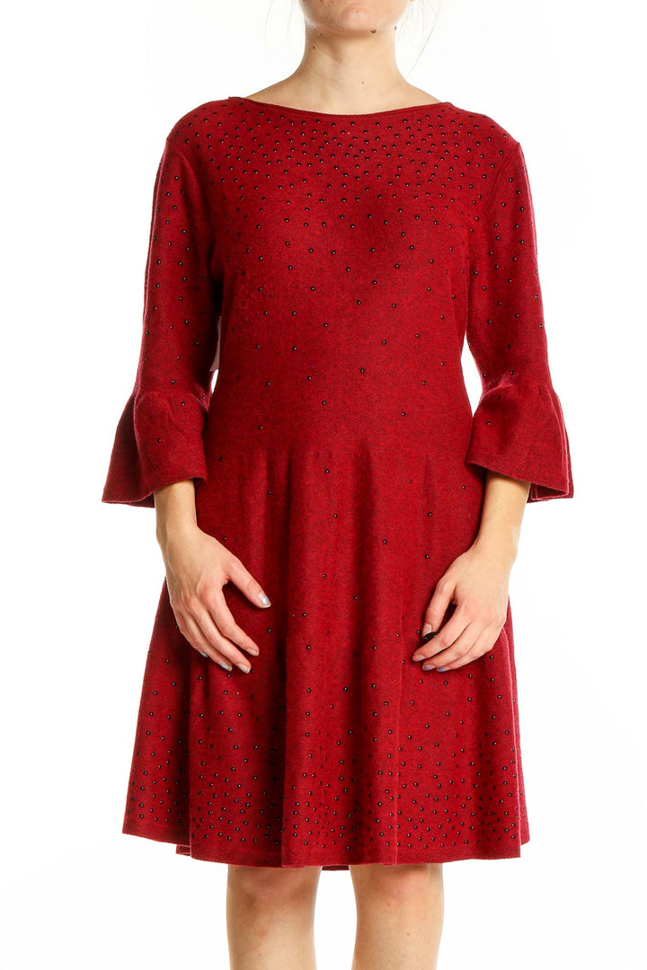 Red Polka Dot Knit Dress