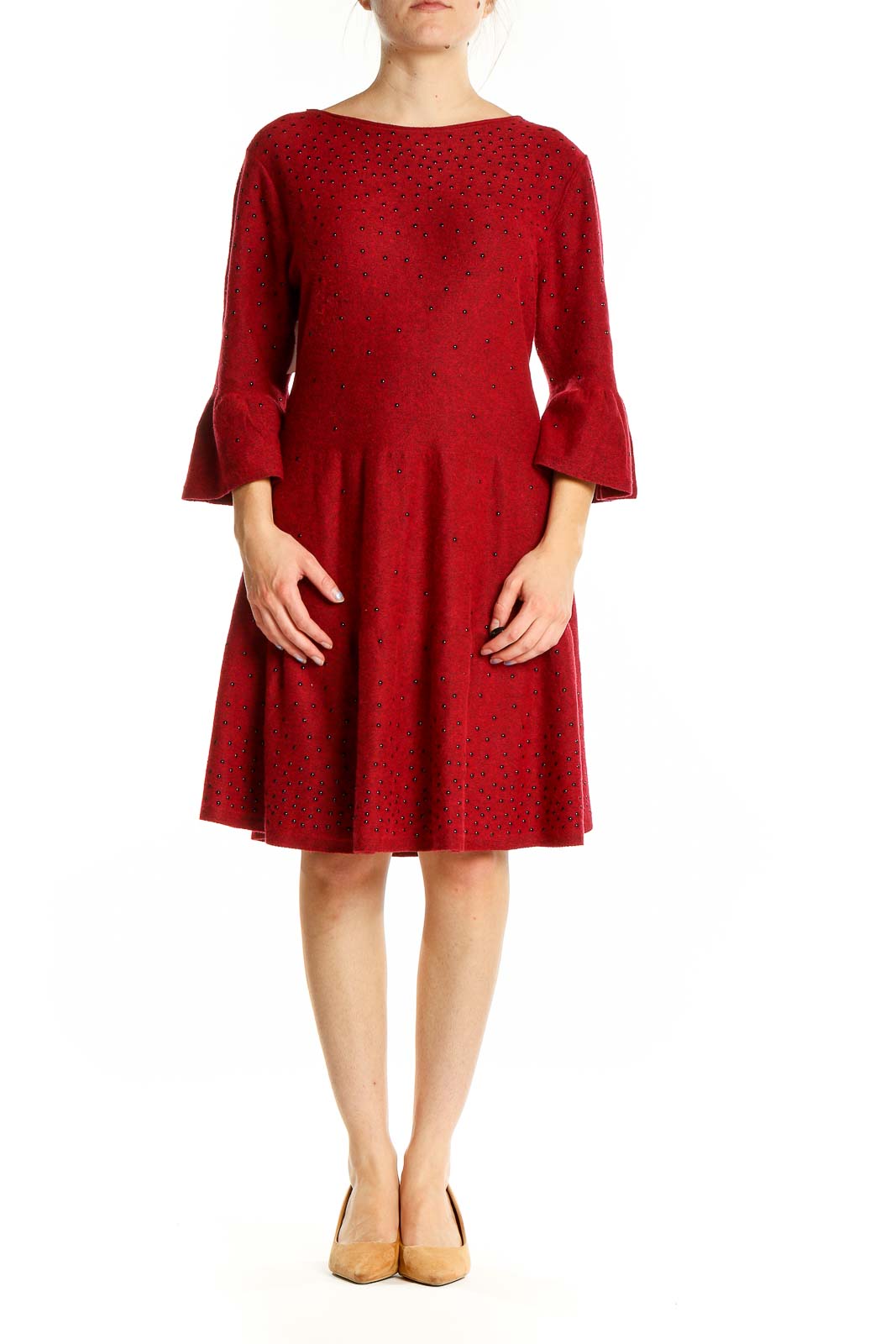 Red Polka Dot Knit Dress