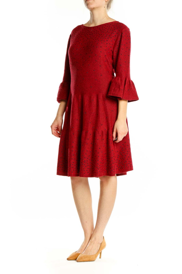 Red Polka Dot Knit Dress