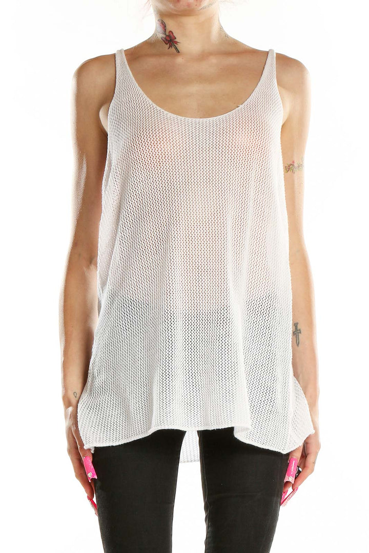 White Knit Long Tank Top