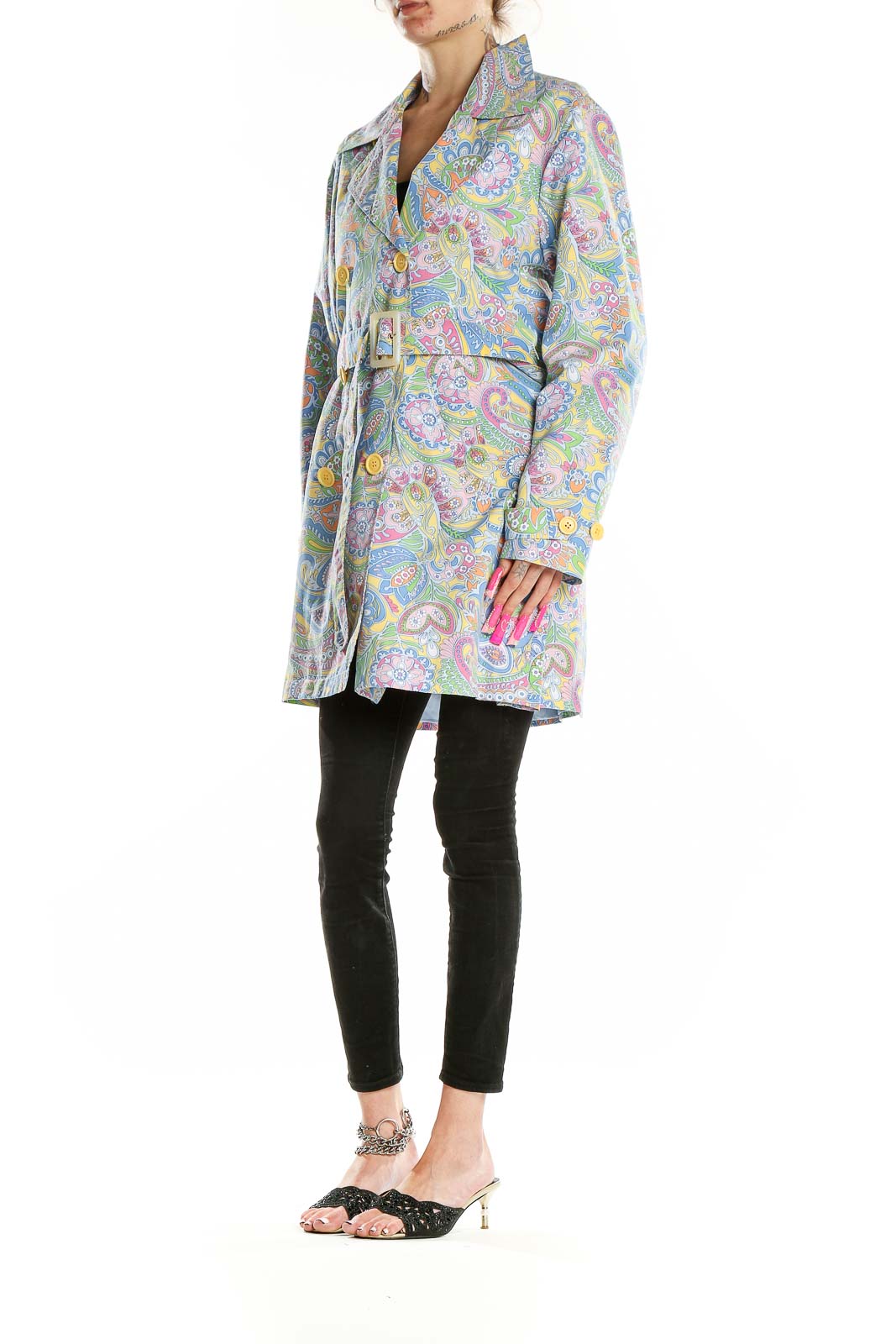 Multicolor Paisley Print Coat