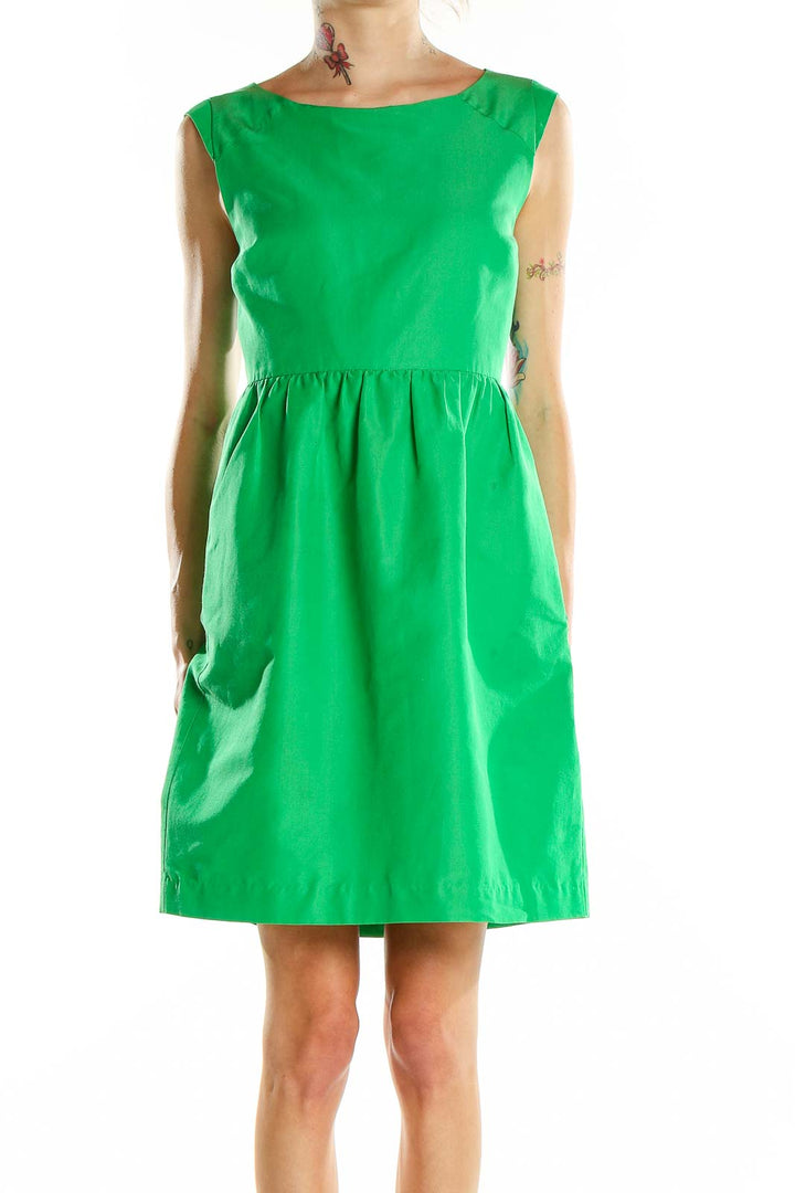 Green J.Crew Sleeveless Cotton Blend Dress | Versatile & Stylish SilkRoll Green J.Crew Sleeveless Cotton Blend Dress | Versatile & Stylish SilkRoll
