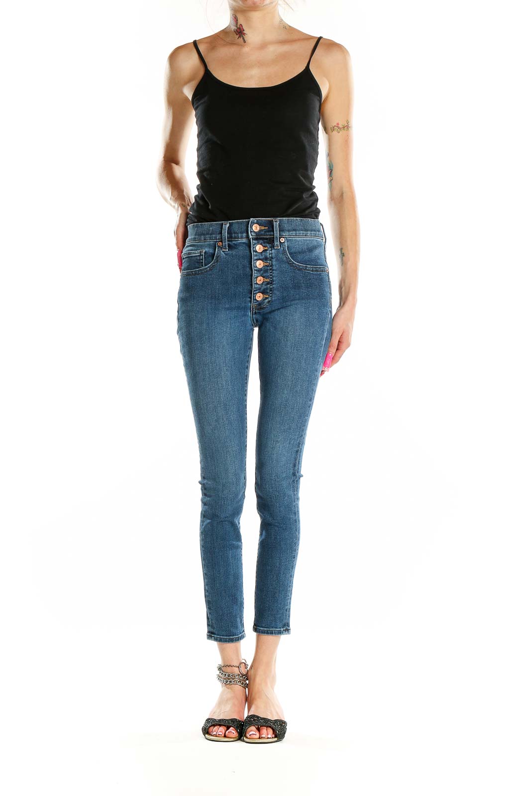 Blue High Rise Skinny Jeans