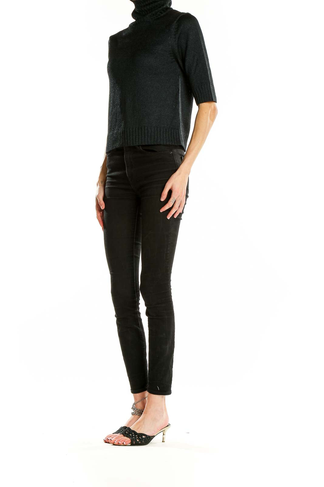 Black Turtle Neck Silk Sweater