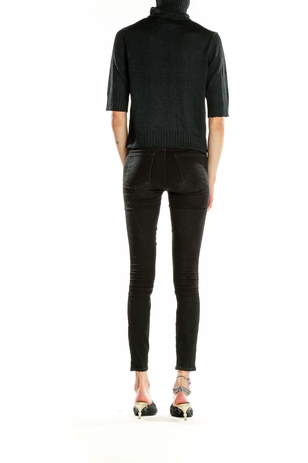 Black Turtle Neck Silk Sweater