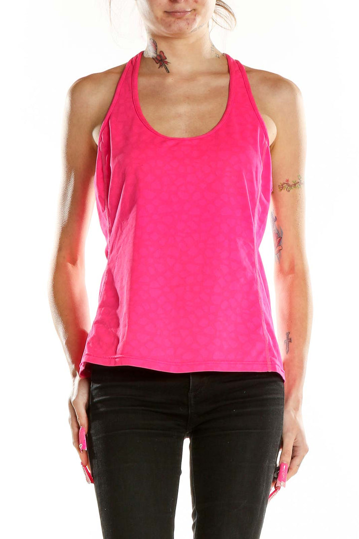 Front view of hot pink Lucy racerback athletic tank top