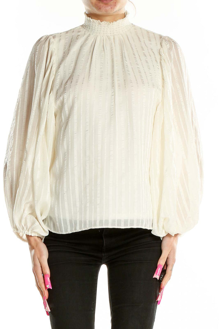 White Mock Neck Blouse