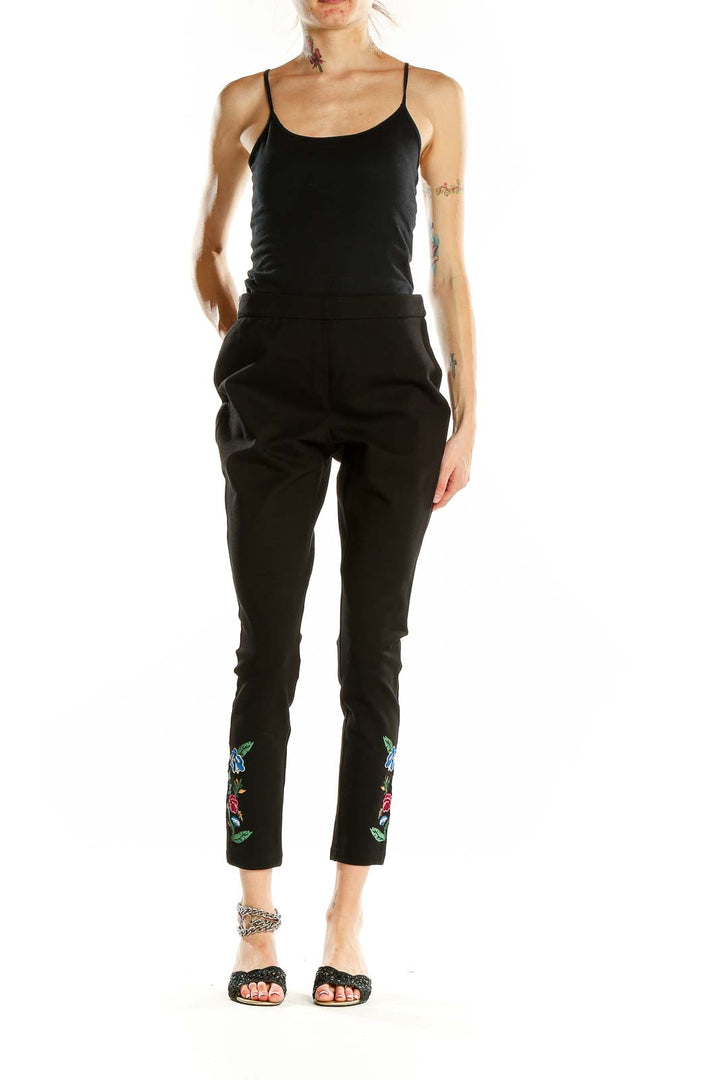 Black Embroidered Leggings