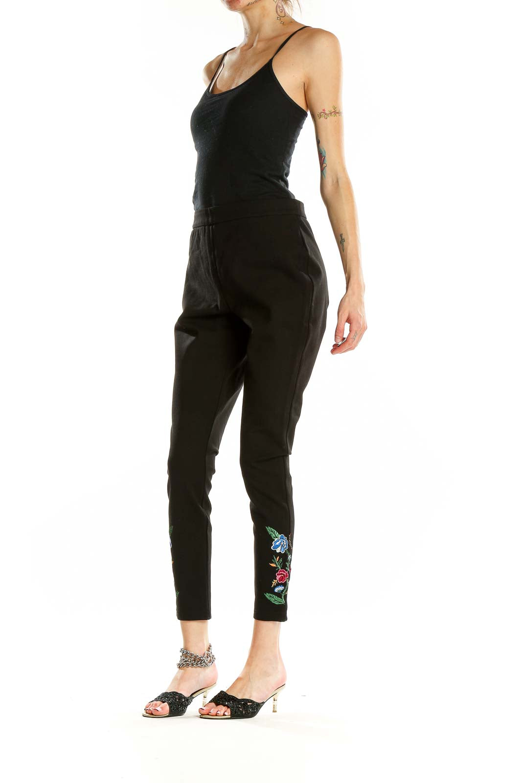 Black Embroidered Leggings