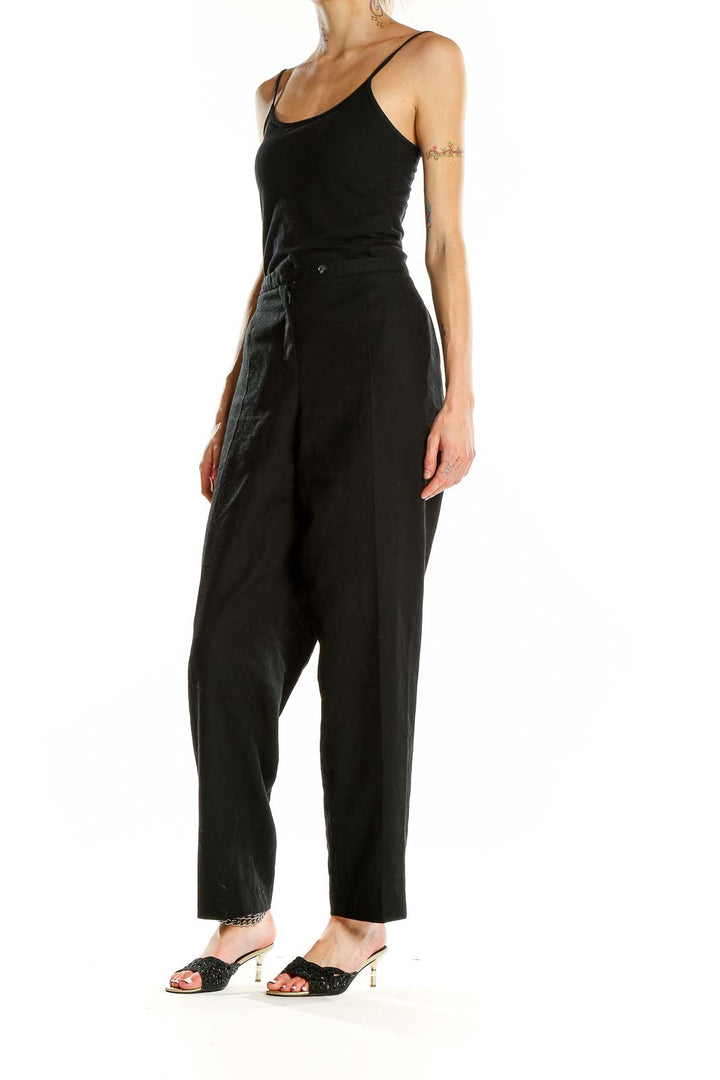 Front view of Harve Bernard black wool dress pants