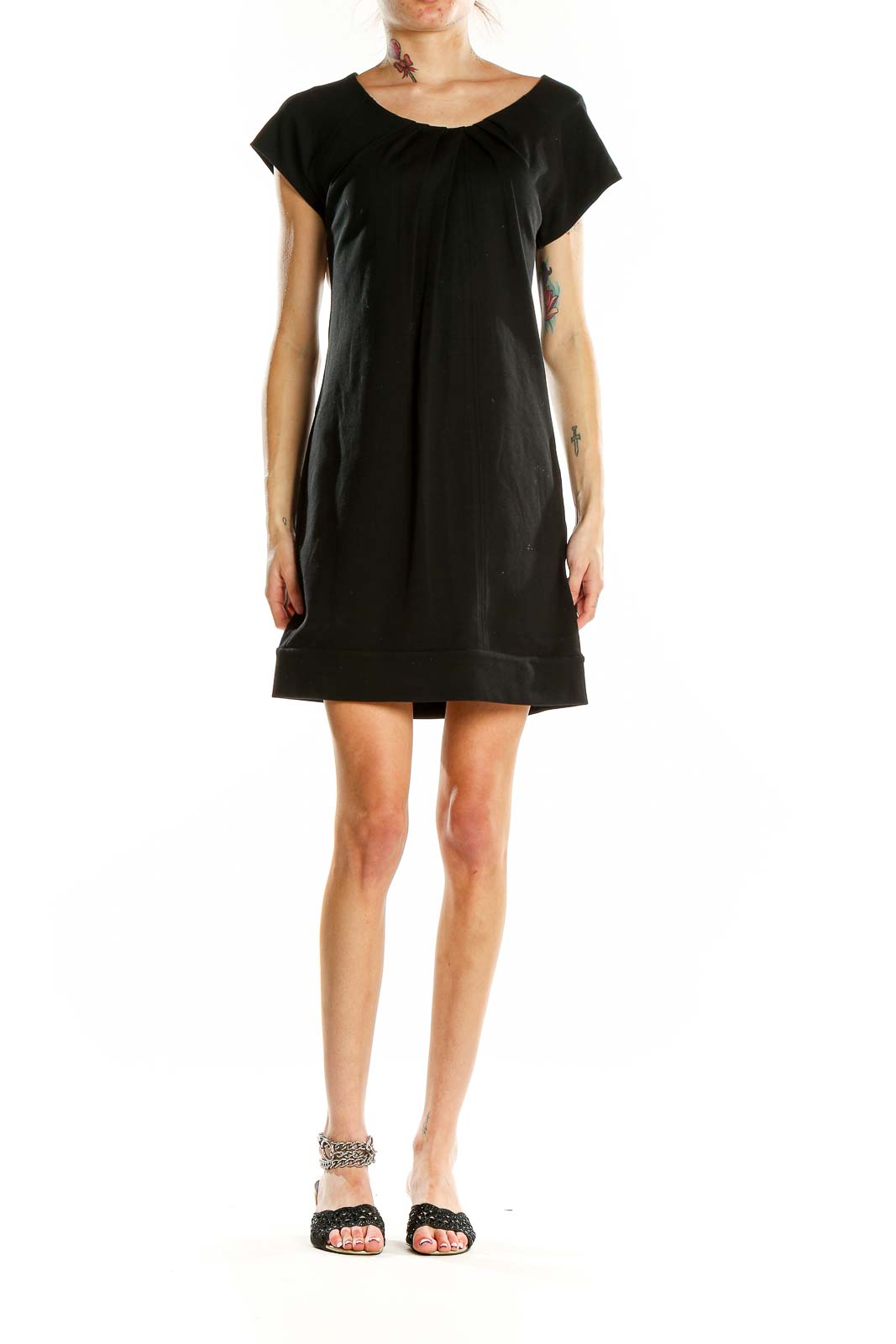 Black A-Line Shorts Sleeve Dress