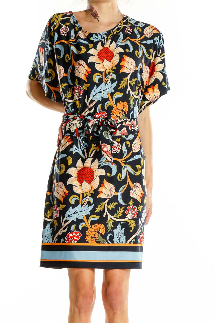 Multicolor Printed Shorts Sleeve Dress