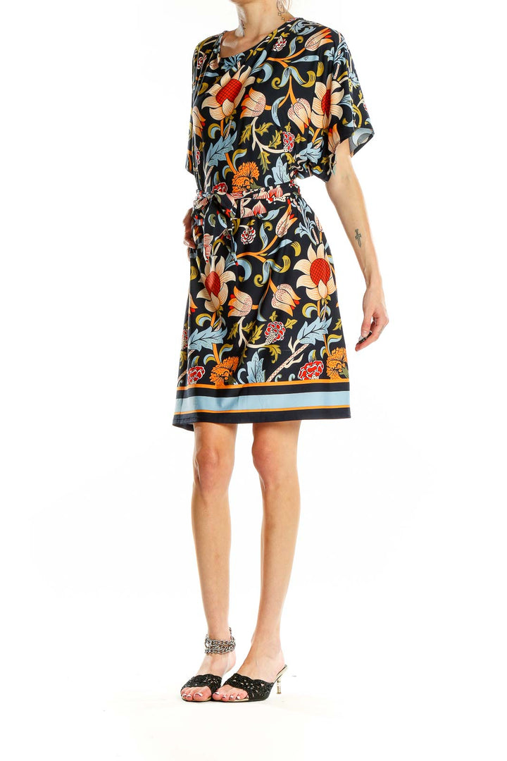 Multicolor Printed Shorts Sleeve Dress