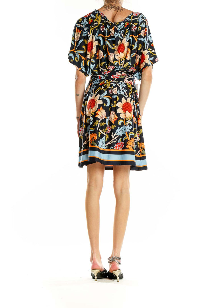 Multicolor Printed Shorts Sleeve Dress