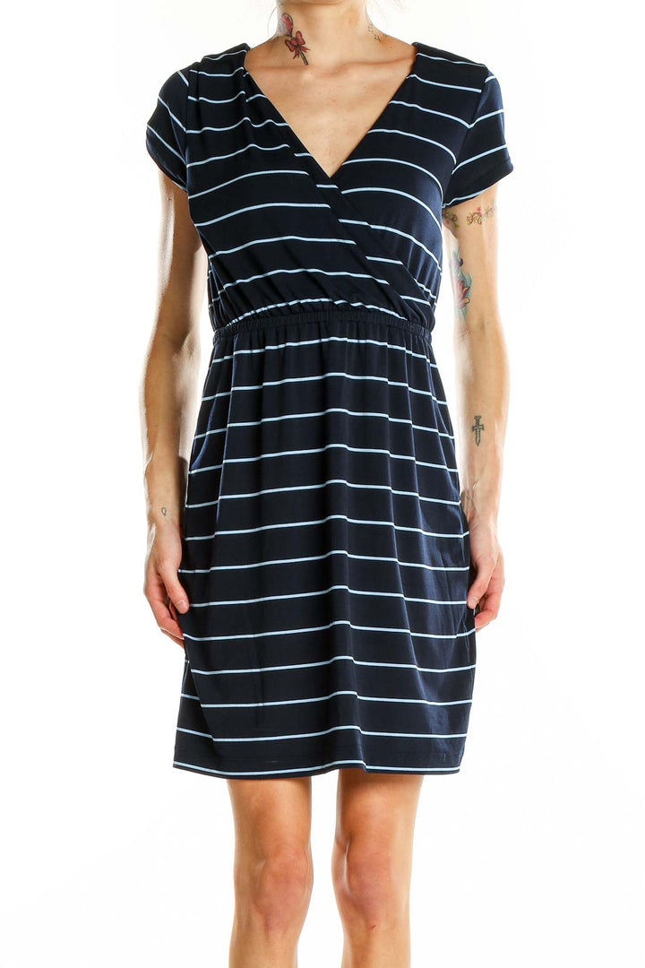 Black All Day Wear Pin/Pencil Stripes Classic Stripe Dress