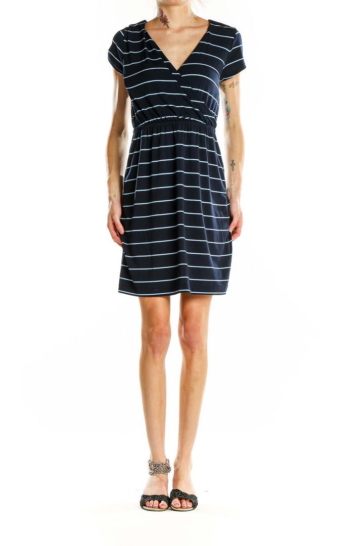 Black All Day Wear Pin/Pencil Stripes Classic Stripe Dress