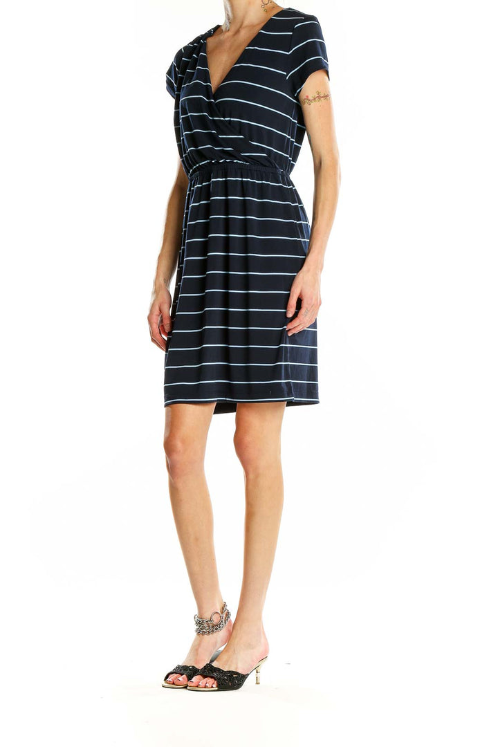 Black All Day Wear Pin/Pencil Stripes Classic Stripe Dress