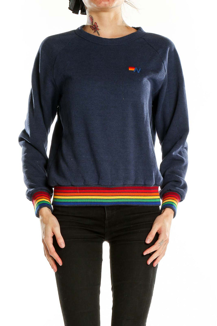 Blue Rainbow Trim Sweatshirt