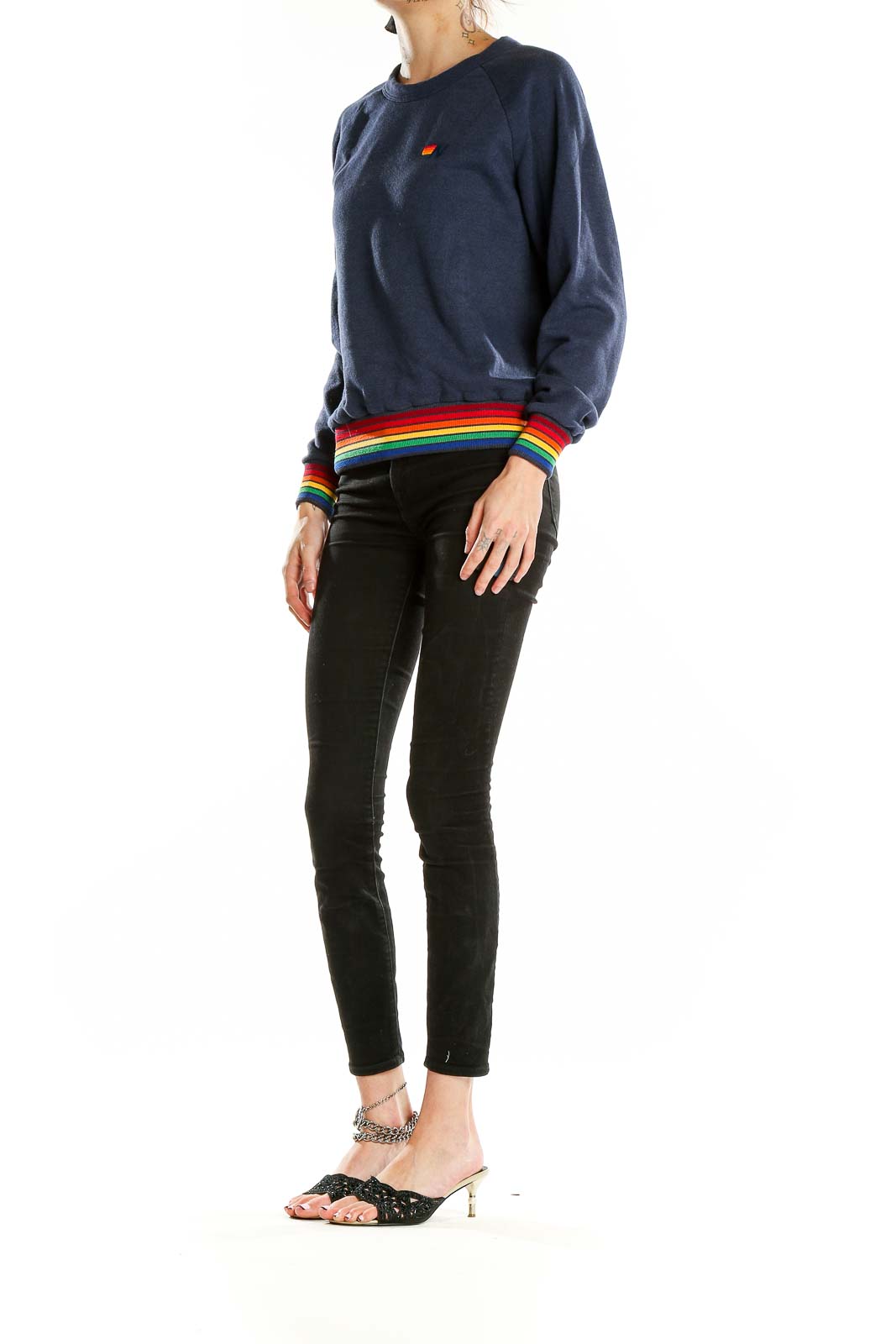 Blue Rainbow Trim Sweatshirt