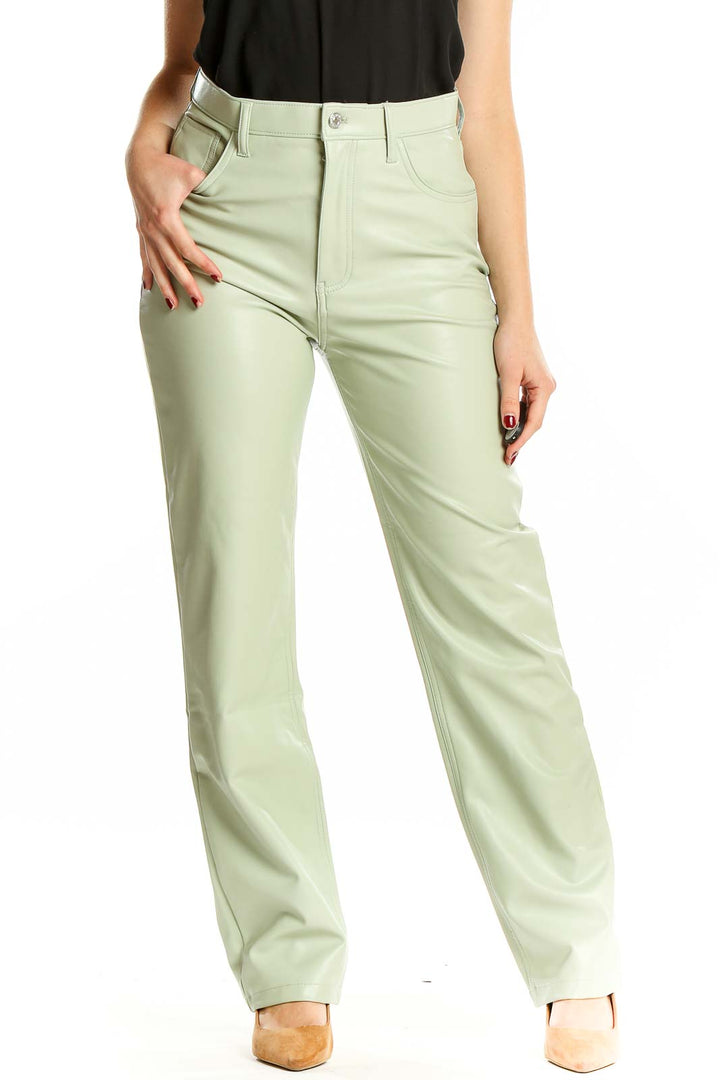 Green Faux-Leather Pants