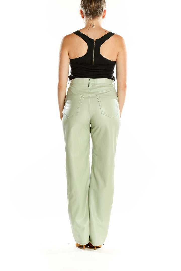 Green Faux-Leather Pants