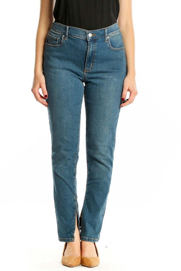 Blue Split Hem Jeans