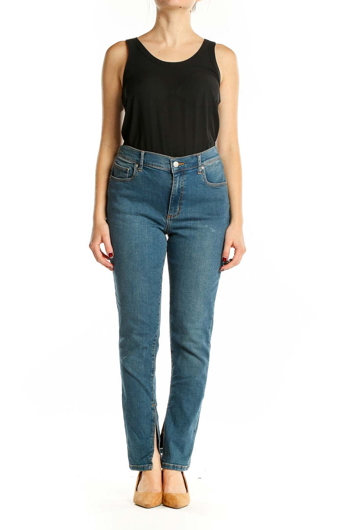 Blue Split Hem Jeans