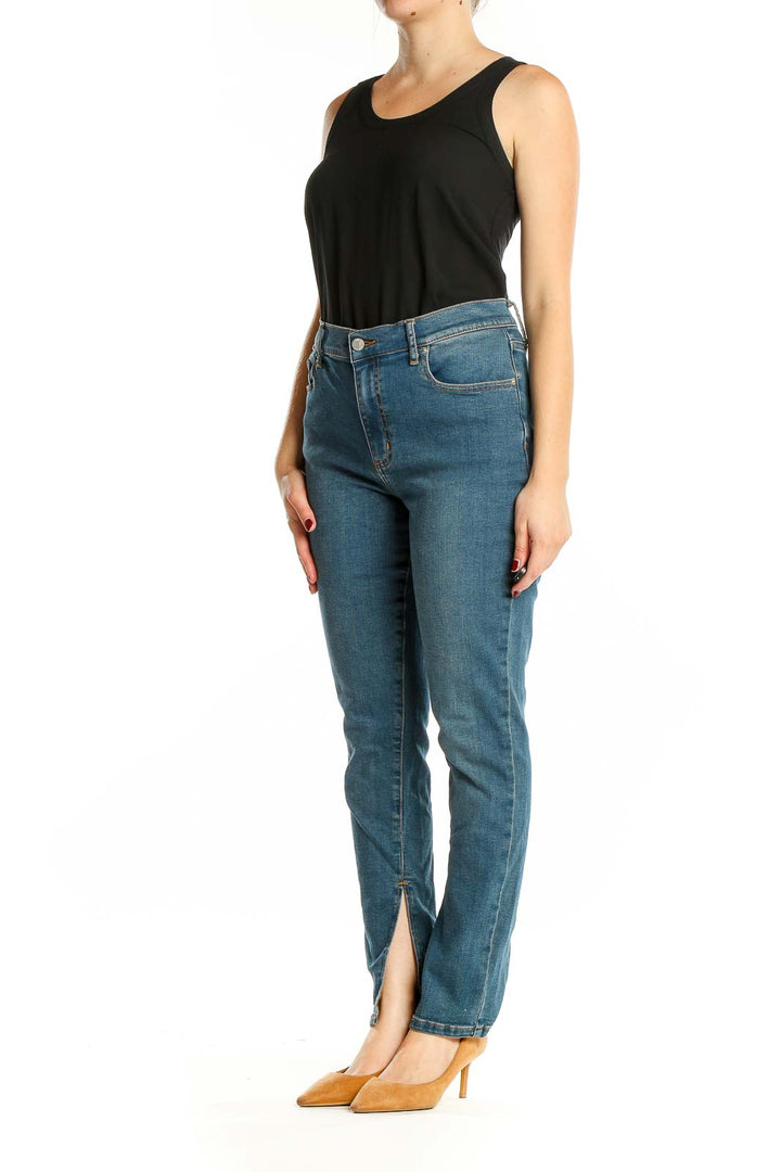 Blue Split Hem Jeans