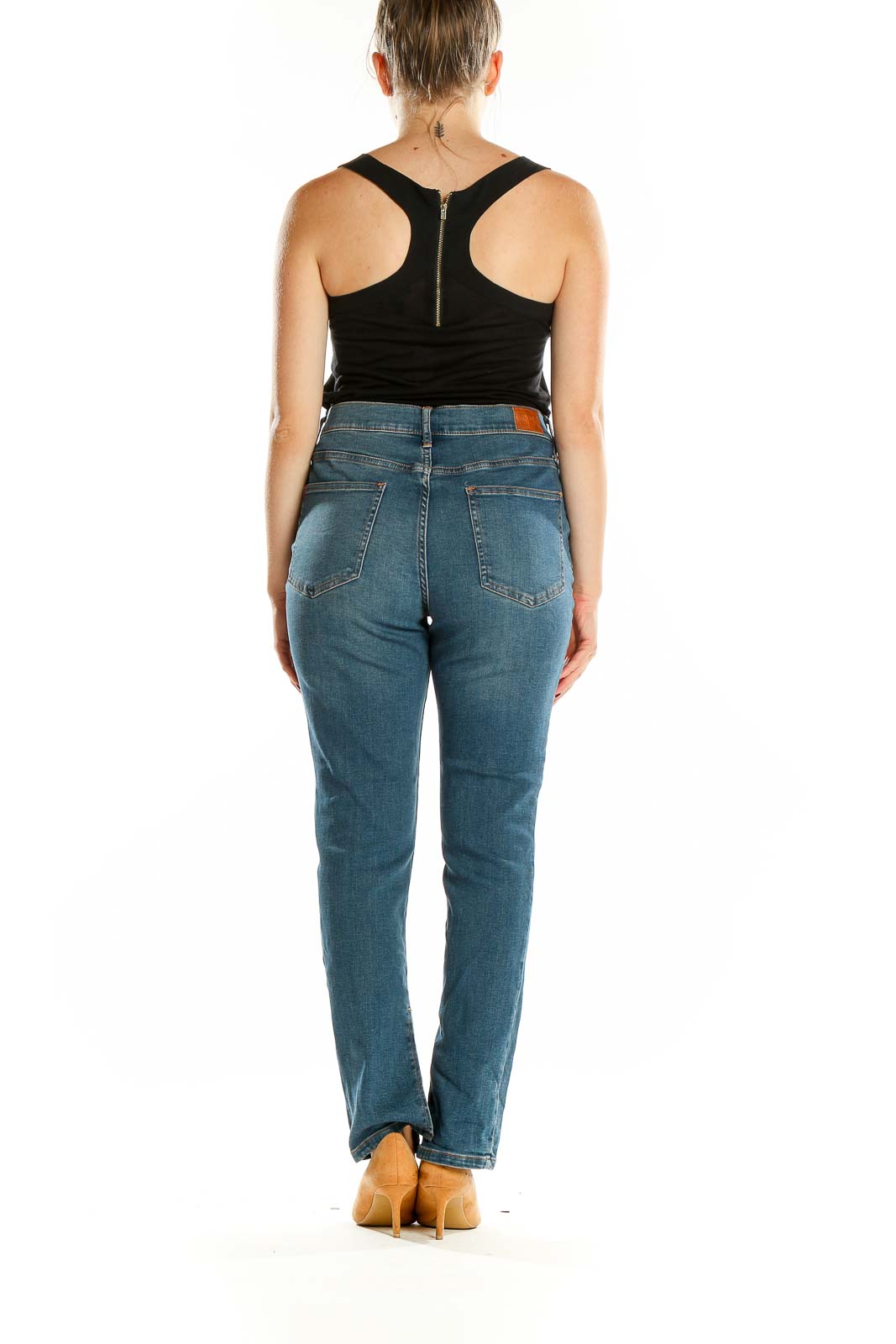 Blue Split Hem Jeans